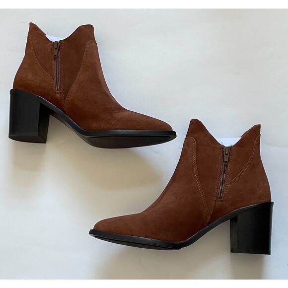 Seychelles Leather Suede Heeled Ankle Boots Brown Size 9 NEW - Picture 5 of 9